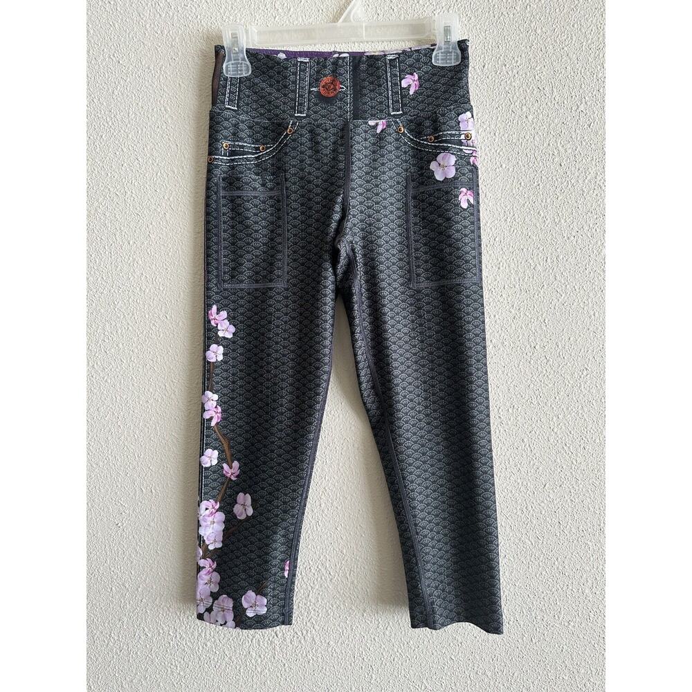 Ink N Burn Performance Leggings Women’s Size 2 Black/Pink Floral Print Pockets